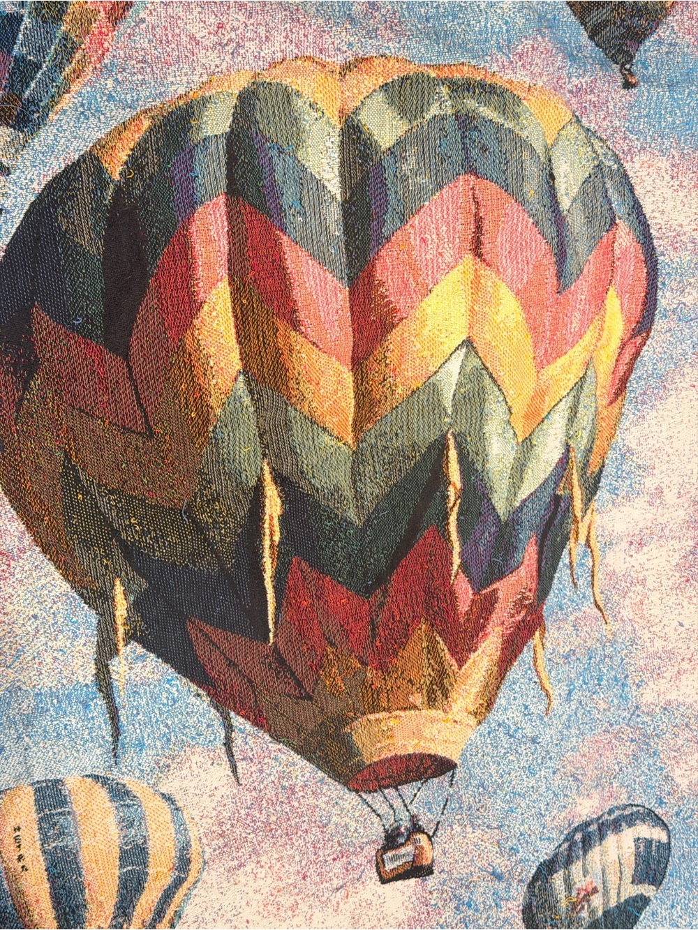Vintage-Style Hot Air Balloon blanket Tapestry - Multicolor